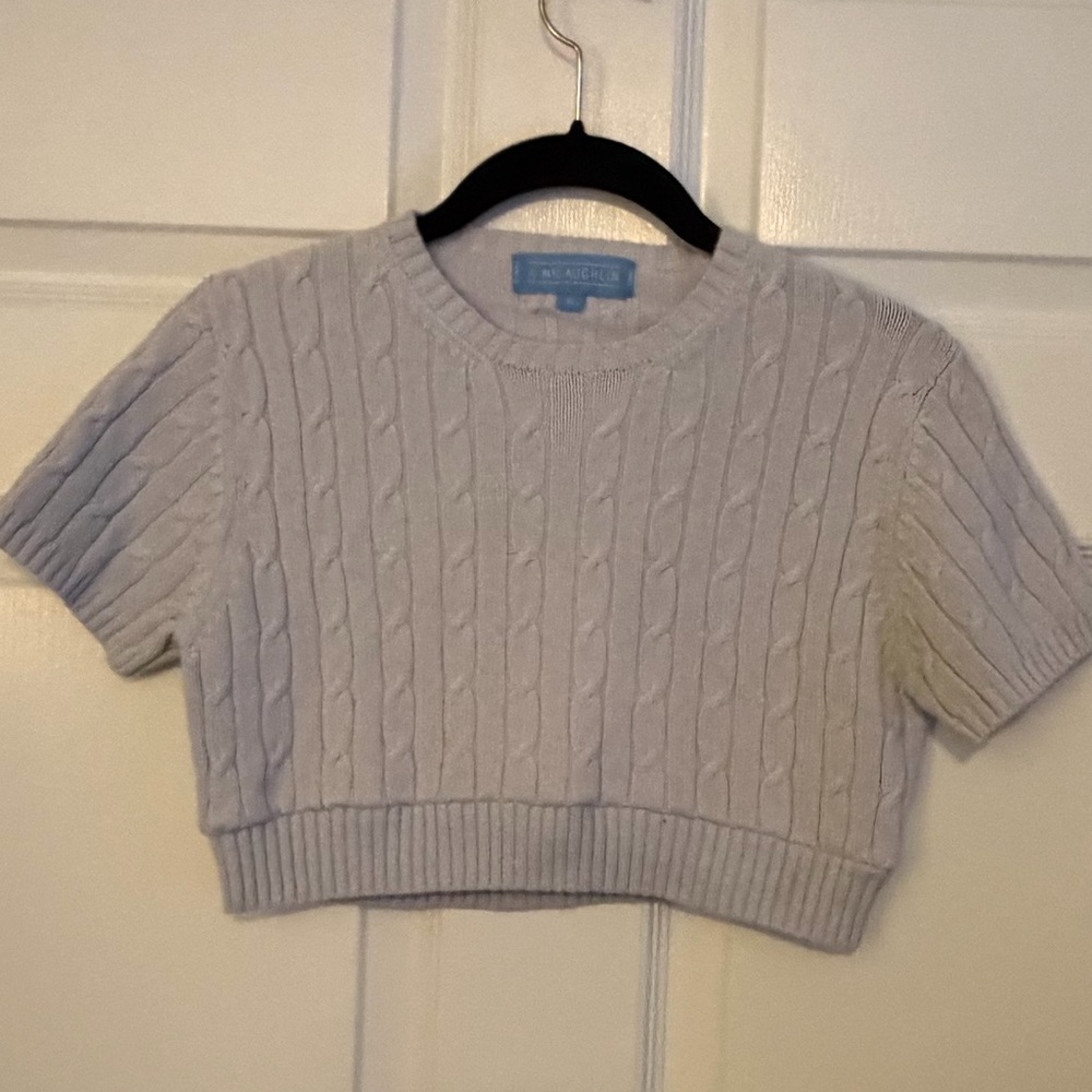 J. McLaughlin Periwinkle Cable Knit Cropped Sweater